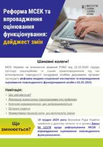 Реформа МСЕК та впровадження оцінювання функціонування