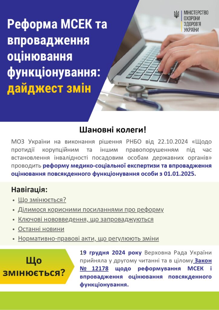 Реформа МСЕК та впровадження оцінювання функціонування